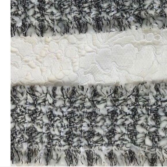 J Crew Silver Ivory Stripe Blue Gray Textured Boucle Sleeveless Shell S - Picture 8 of 8